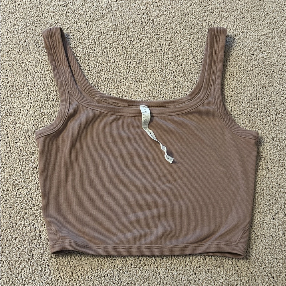 lululemon athletica Ribbed Scoop Neck Crop Tank - Taupe